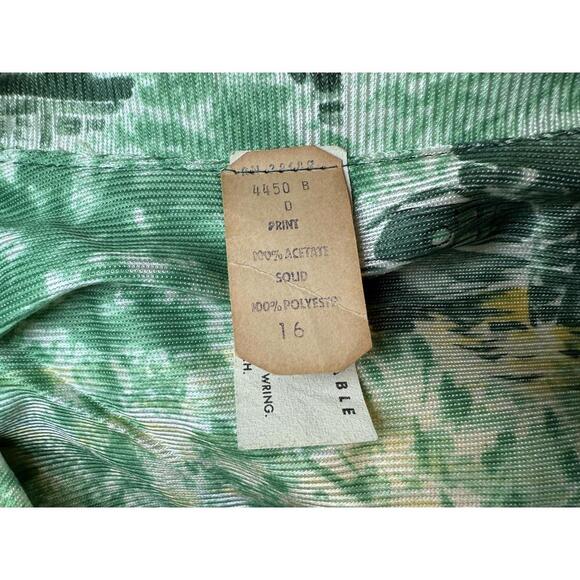 Vintage Green and Yellow Patterned Long Sleeve Blouse, Small - Picture 4 of 5